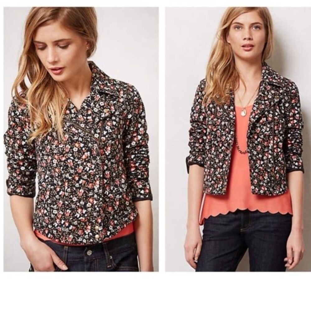 Anthropologie Hei Hei Cropped Tinsley Bomber Jacket Floral Size 2 EUC